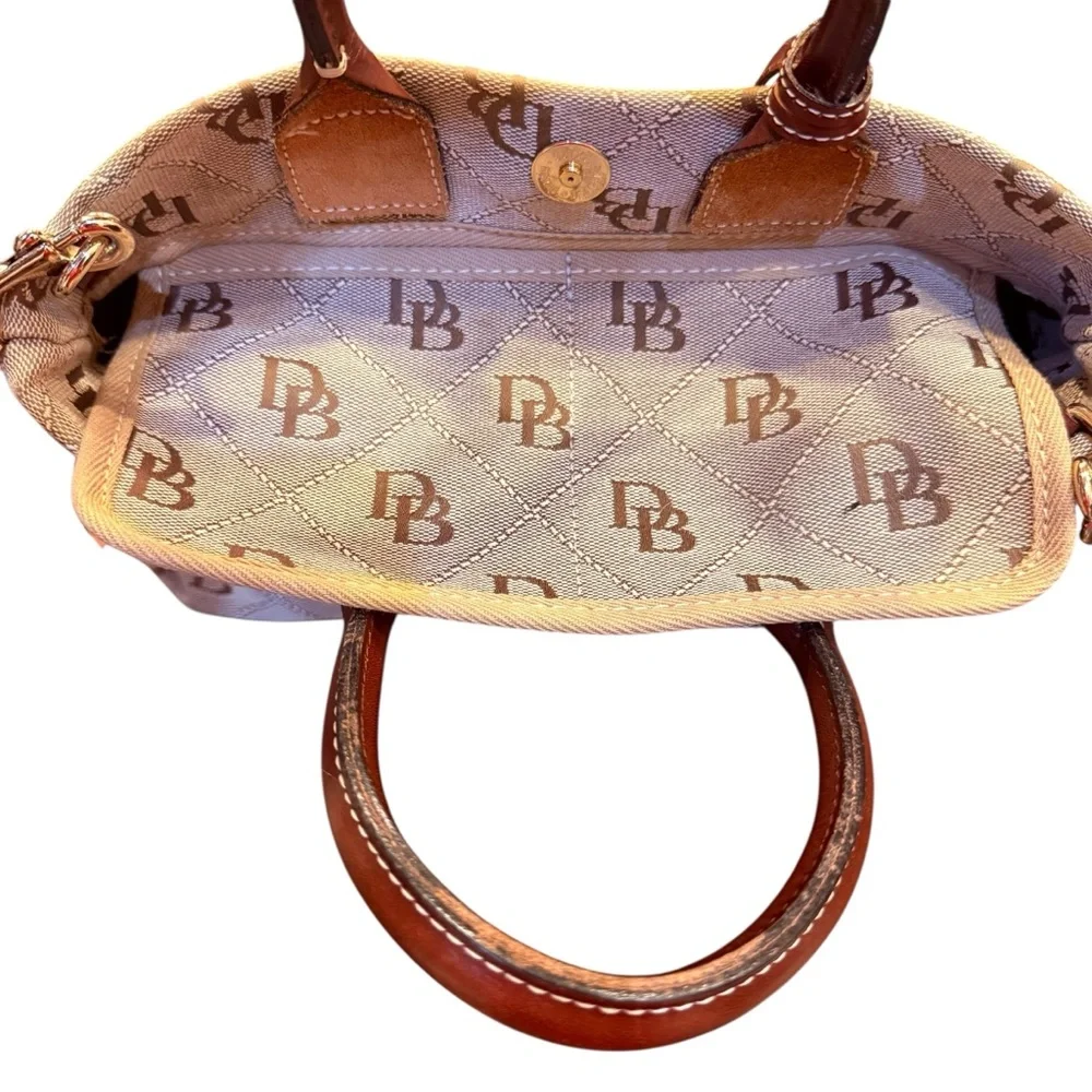 Dooney & Bourke Women’s Tan and Brown Signature Logo Canvas and Leather Bag
